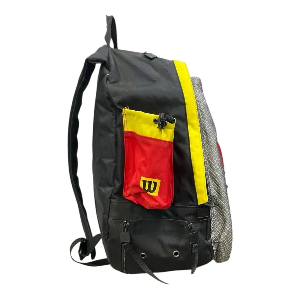 🔥 Wilson “Gear” Backpack 🎾 Red‎ Yellow Black Mesh Sport Bag